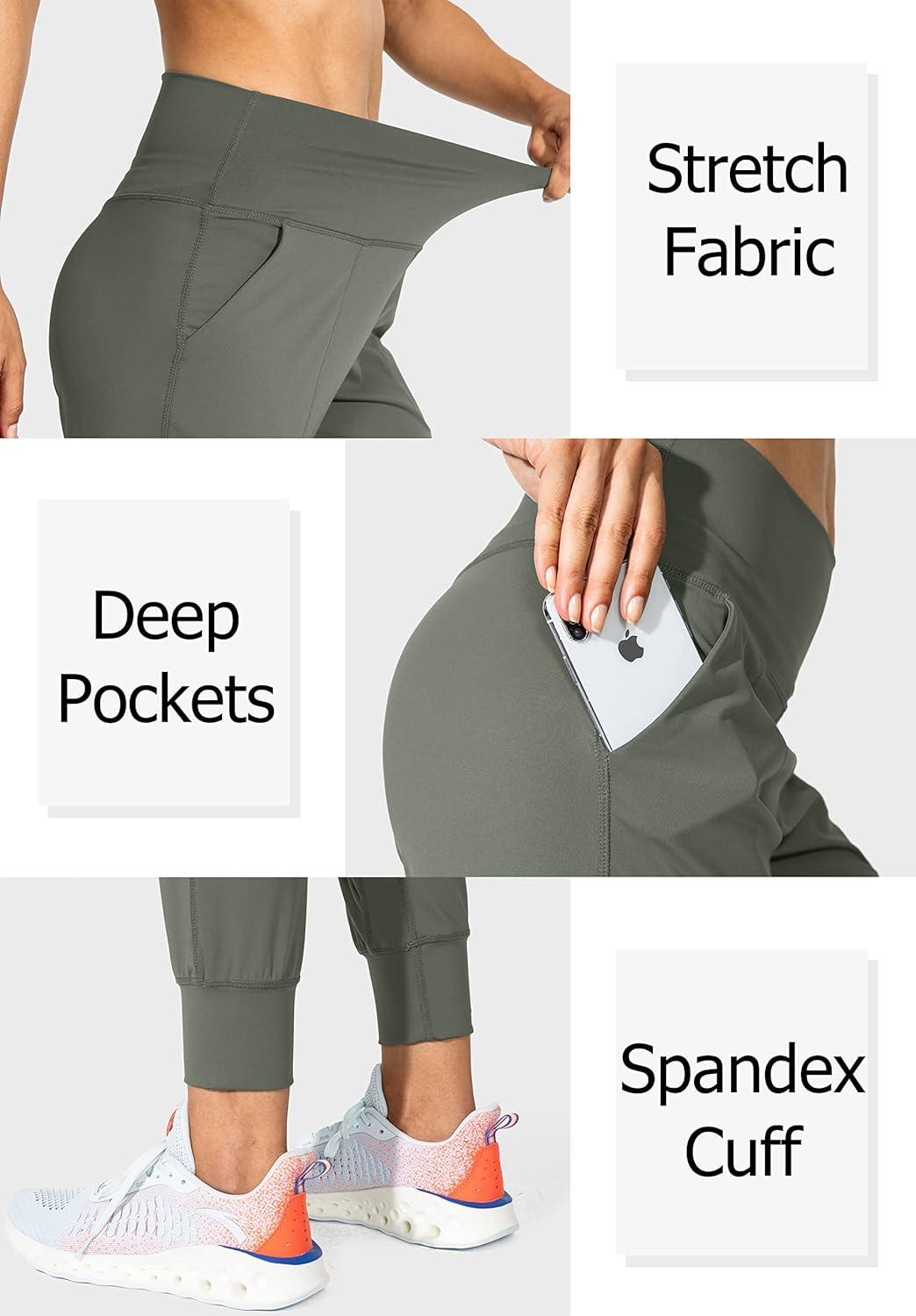 imageG Gradual Womens Joggers High Waisted Yoga Pants with Pockets Loose Leggings for Women Workout Athletic LoungeGrey Sage