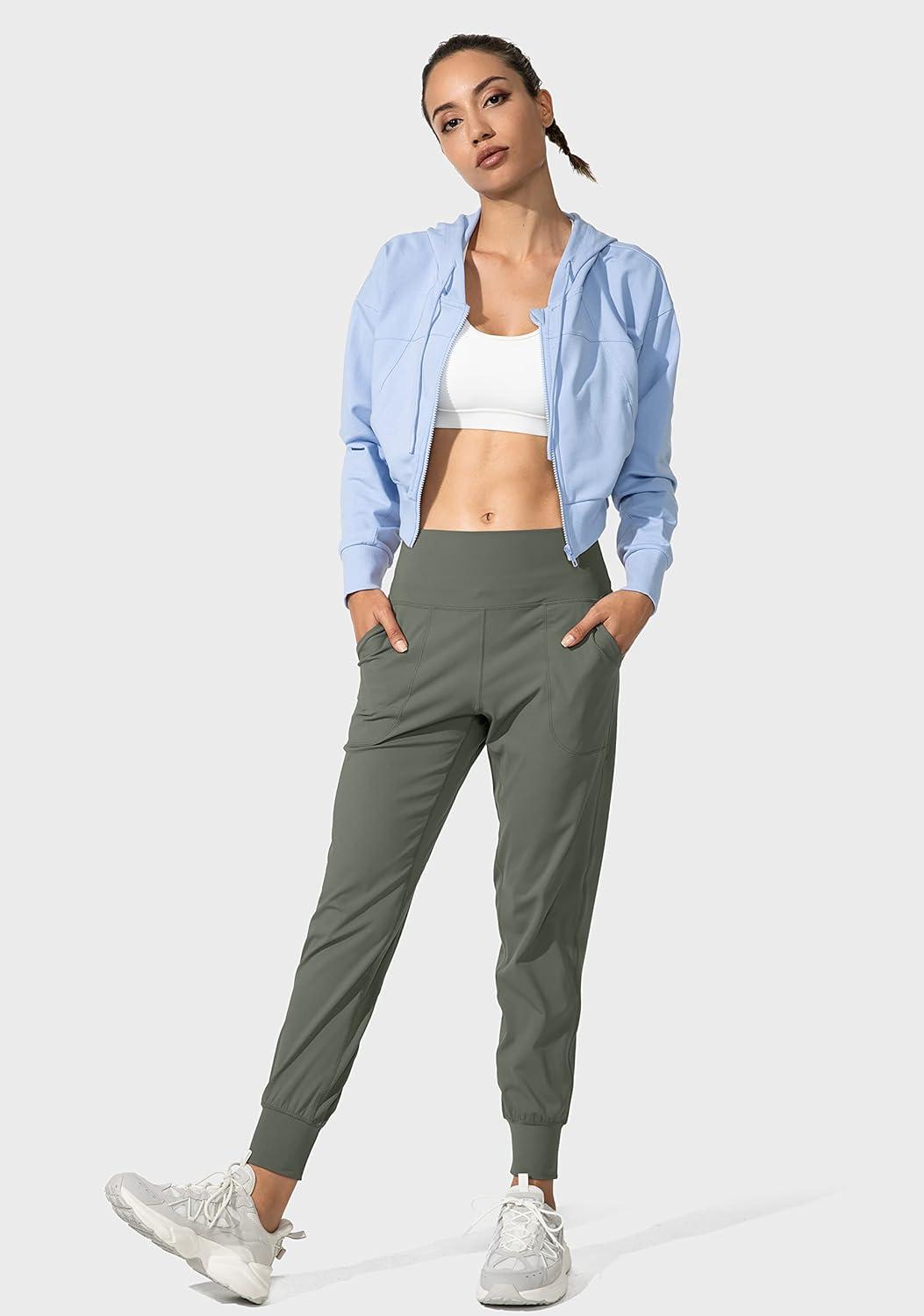 imageG Gradual Womens Joggers High Waisted Yoga Pants with Pockets Loose Leggings for Women Workout Athletic LoungeGrey Sage