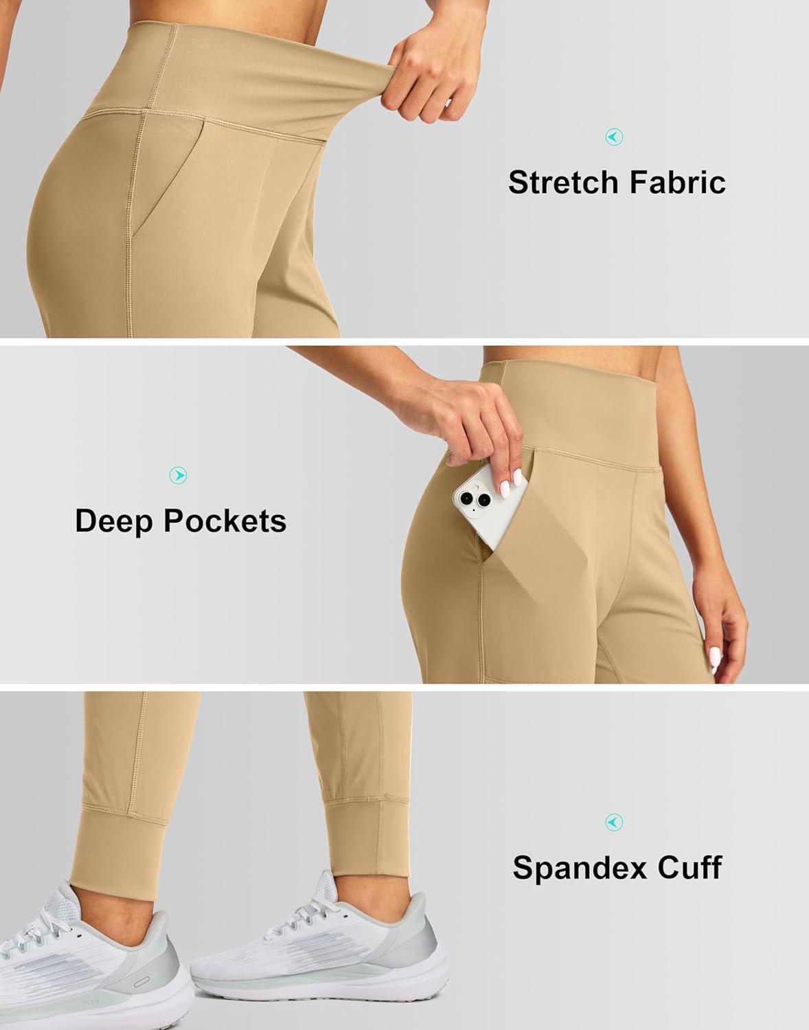 imageG Gradual Womens Joggers High Waisted Yoga Pants with Pockets Loose Leggings for Women Workout Athletic LoungeKhaki