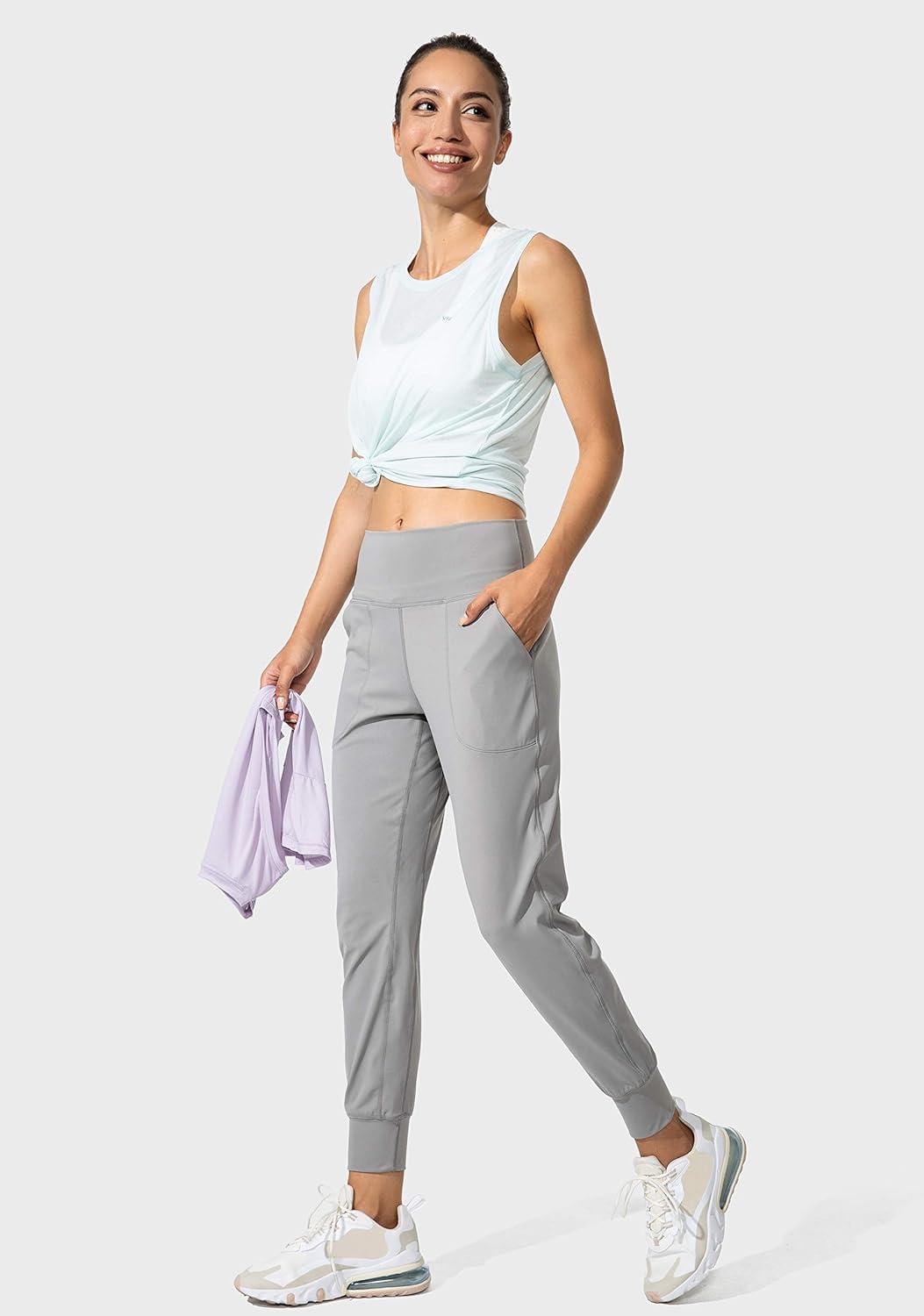 imageG Gradual Womens Joggers High Waisted Yoga Pants with Pockets Loose Leggings for Women Workout Athletic LoungeLight Grey