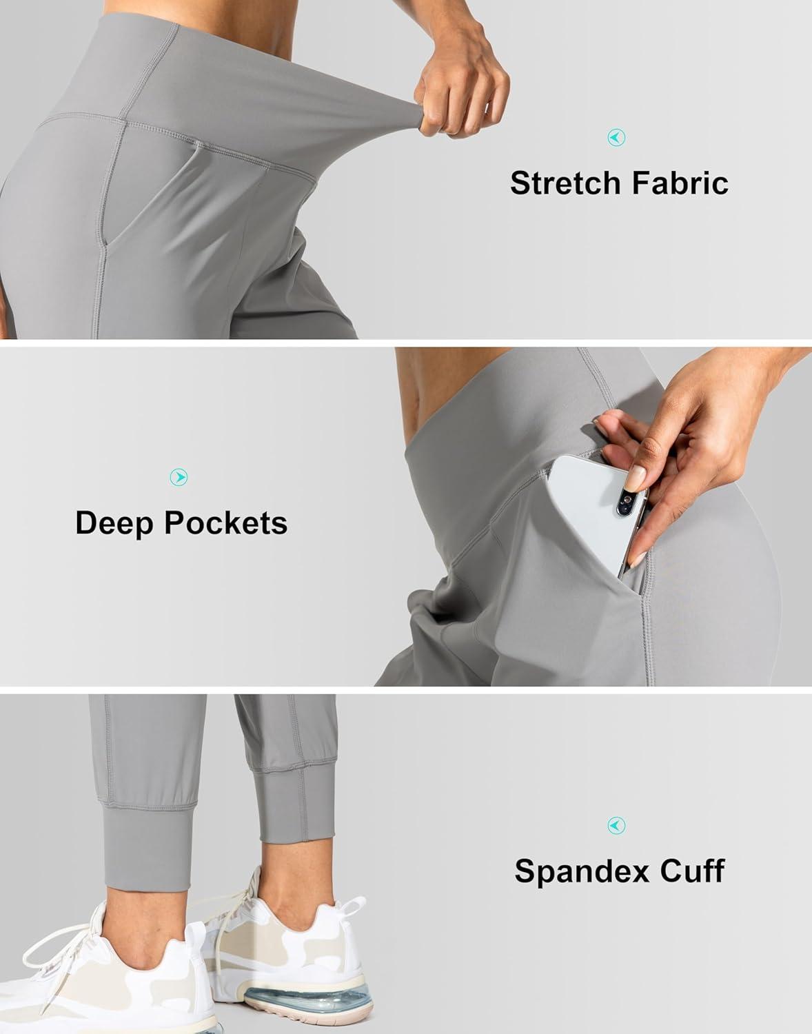imageG Gradual Womens Joggers High Waisted Yoga Pants with Pockets Loose Leggings for Women Workout Athletic LoungeLight Grey