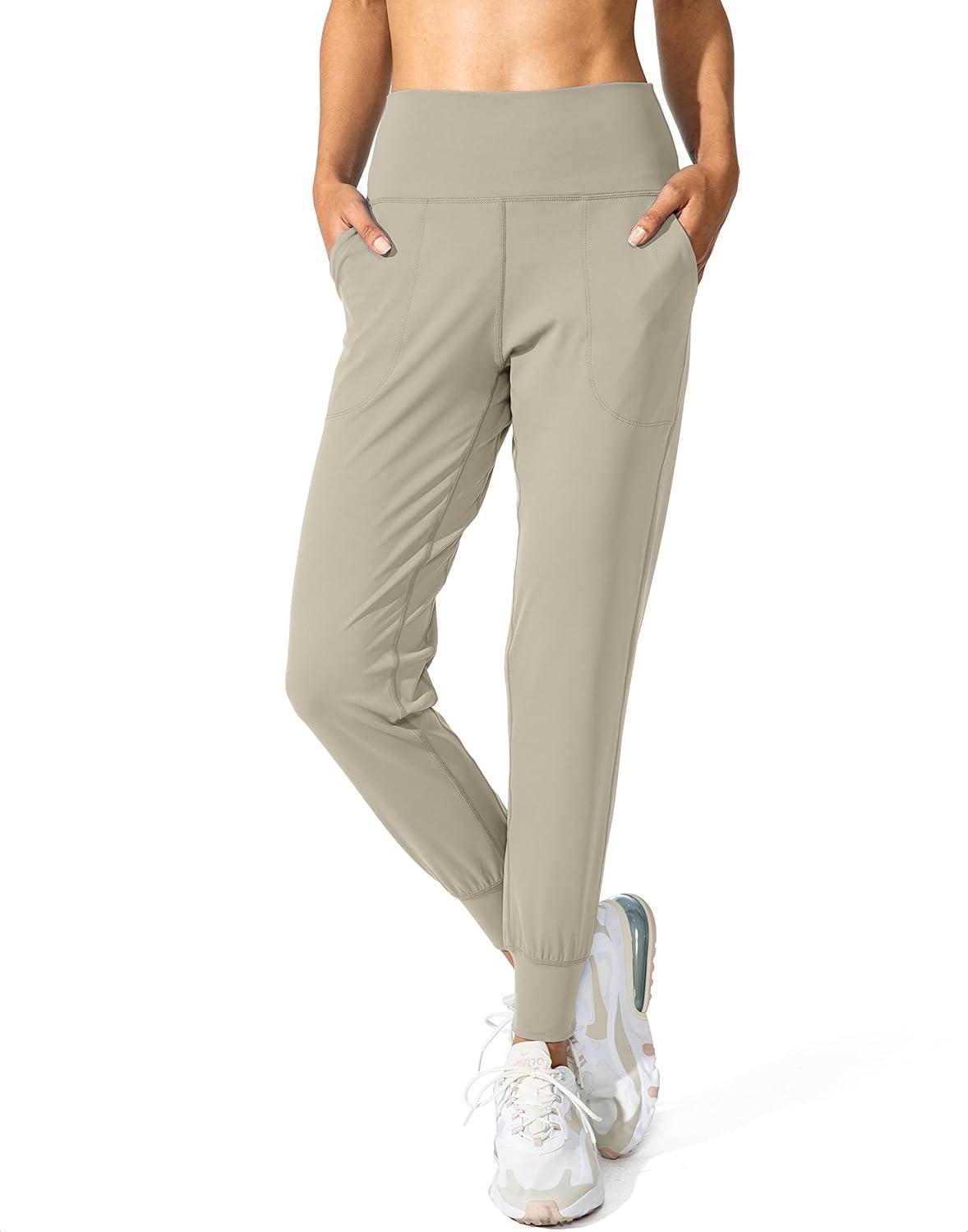 imageG Gradual Womens Joggers High Waisted Yoga Pants with Pockets Loose Leggings for Women Workout Athletic LoungeLight Khaki