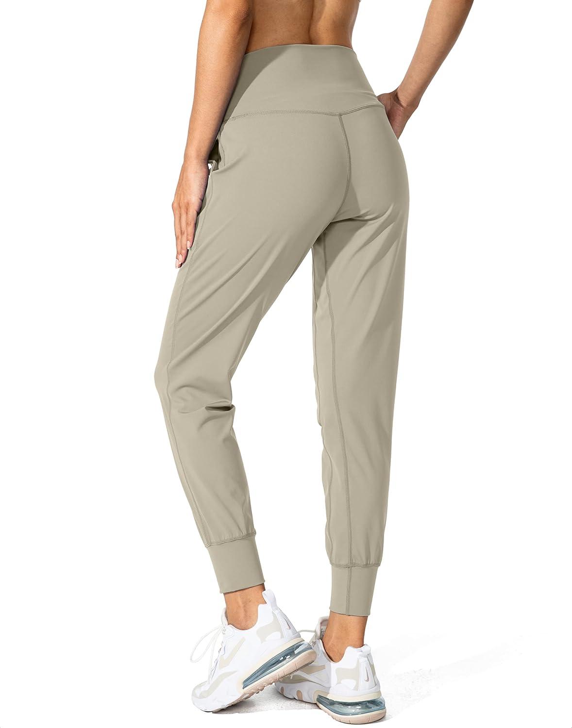 imageG Gradual Womens Joggers High Waisted Yoga Pants with Pockets Loose Leggings for Women Workout Athletic LoungeLight Khaki
