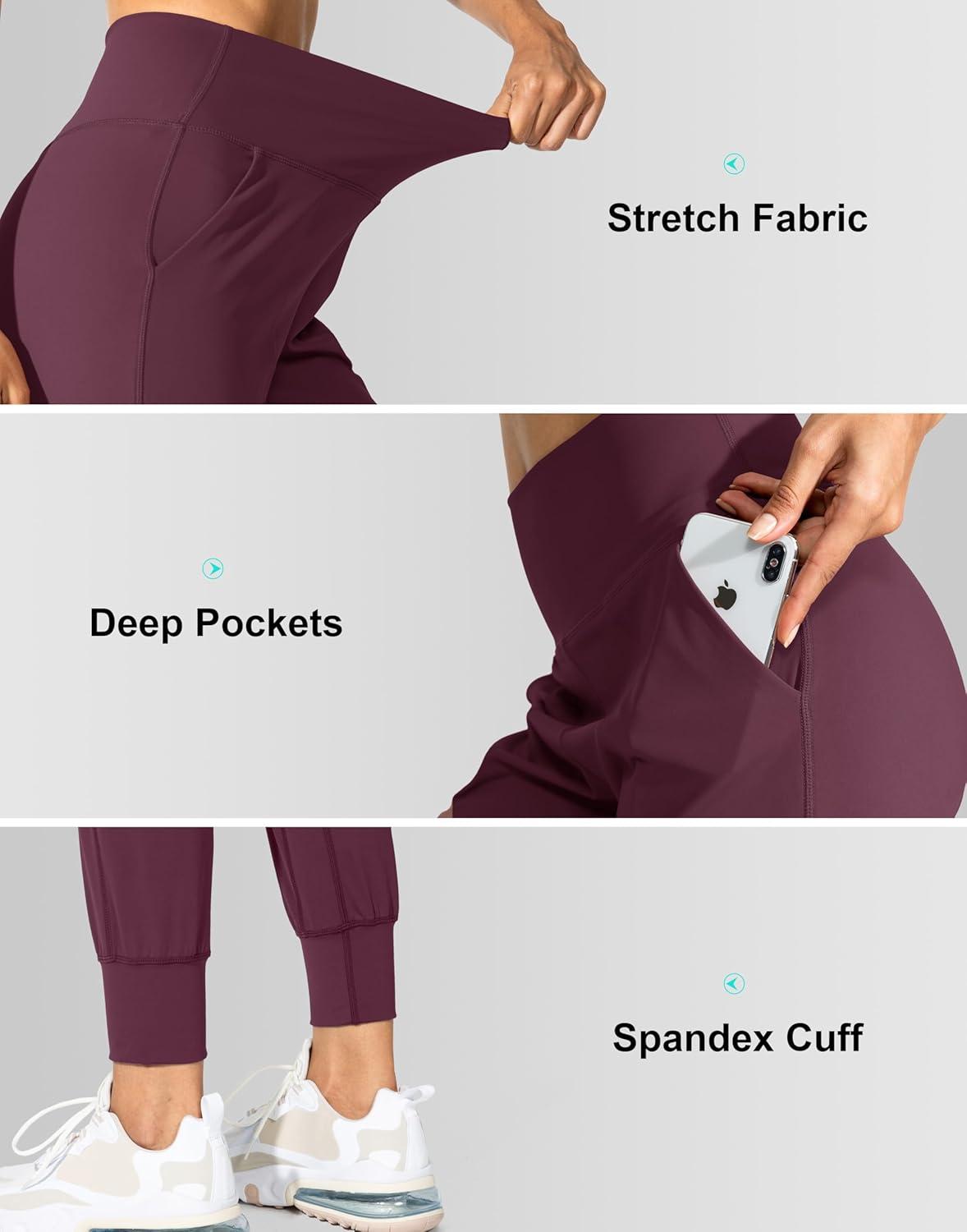 imageG Gradual Womens Joggers High Waisted Yoga Pants with Pockets Loose Leggings for Women Workout Athletic LoungeMaroon