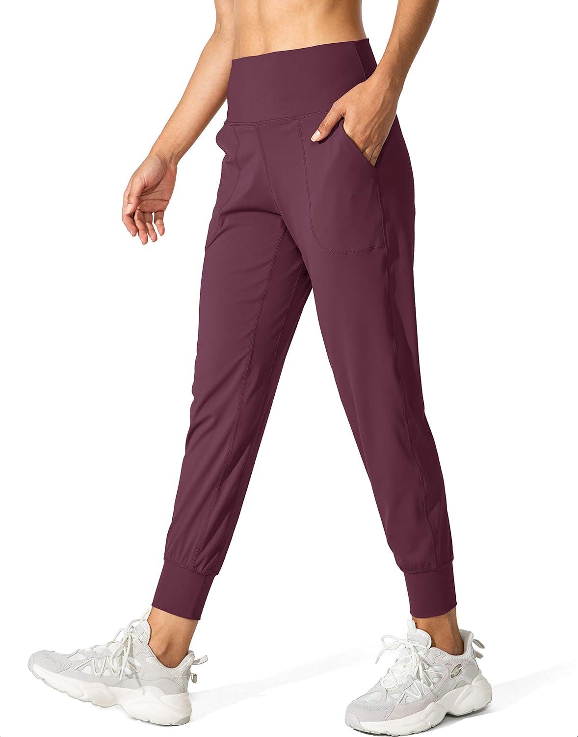imageG Gradual Womens Joggers High Waisted Yoga Pants with Pockets Loose Leggings for Women Workout Athletic LoungeMaroon