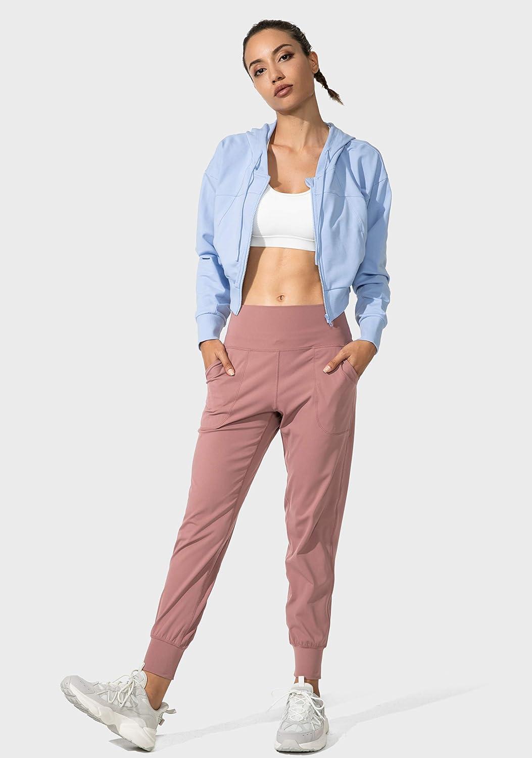 imageG Gradual Womens Joggers High Waisted Yoga Pants with Pockets Loose Leggings for Women Workout Athletic LoungeMauve Pink