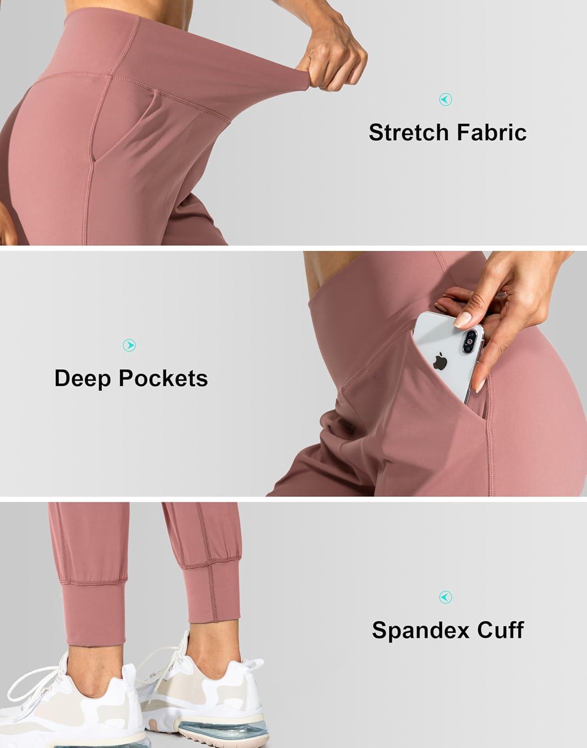 imageG Gradual Womens Joggers High Waisted Yoga Pants with Pockets Loose Leggings for Women Workout Athletic LoungeMauve Pink