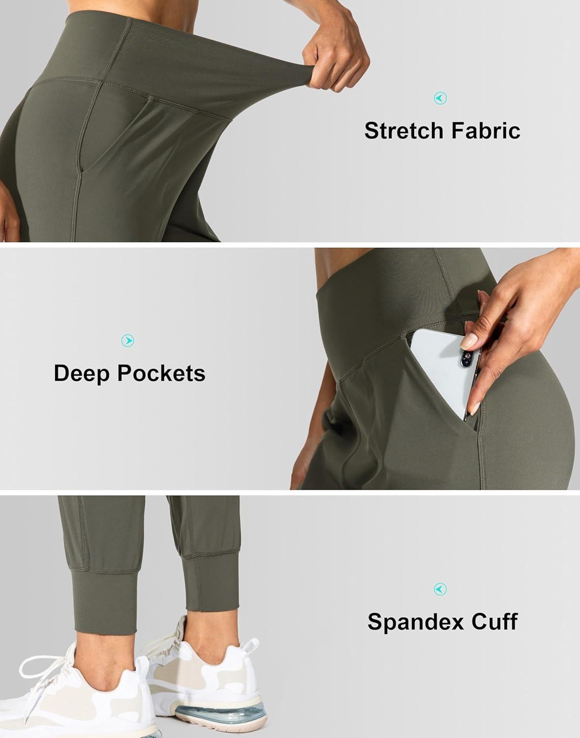 imageG Gradual Womens Joggers High Waisted Yoga Pants with Pockets Loose Leggings for Women Workout Athletic LoungeOlive Green