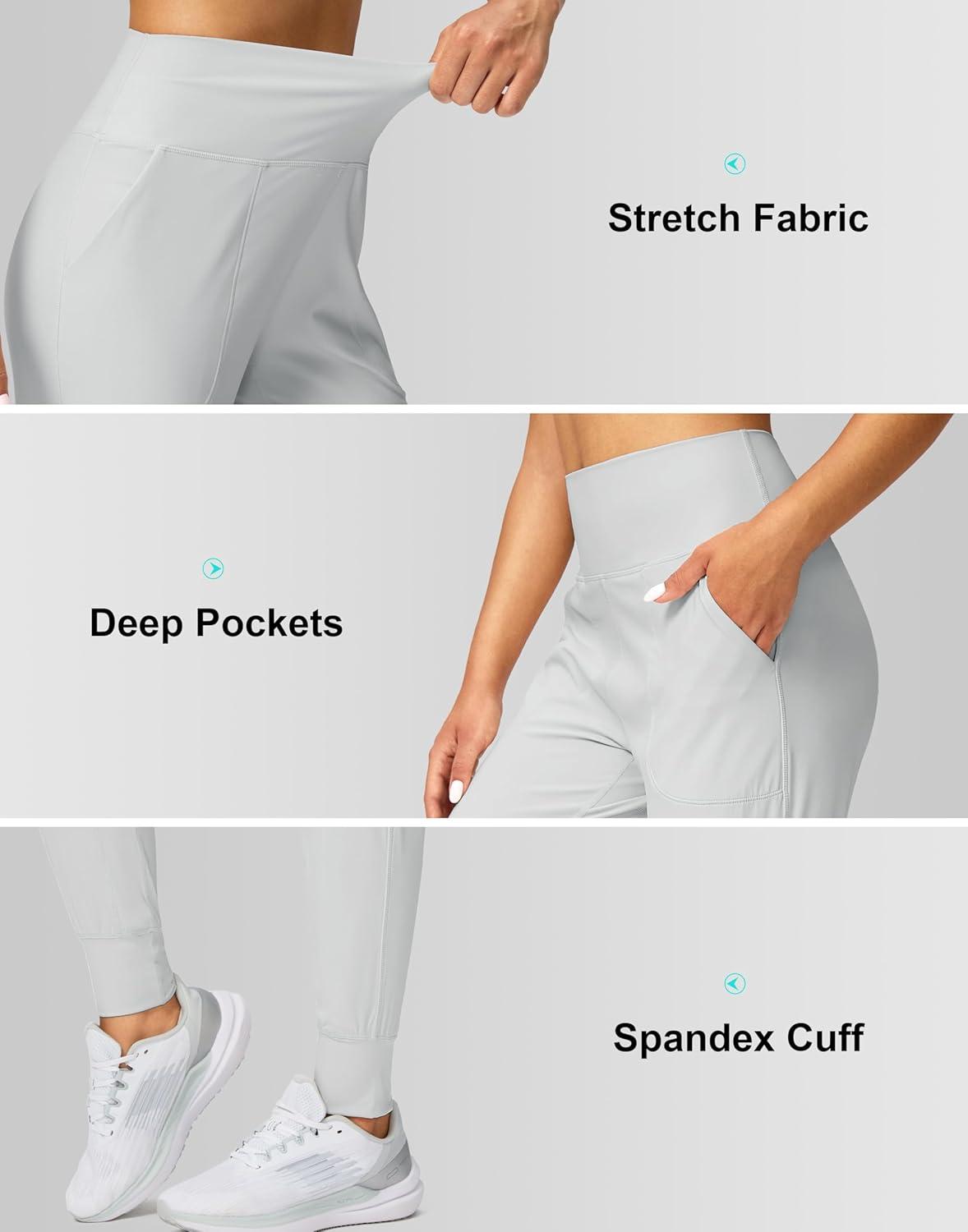 imageG Gradual Womens Joggers High Waisted Yoga Pants with Pockets Loose Leggings for Women Workout Athletic LoungePale