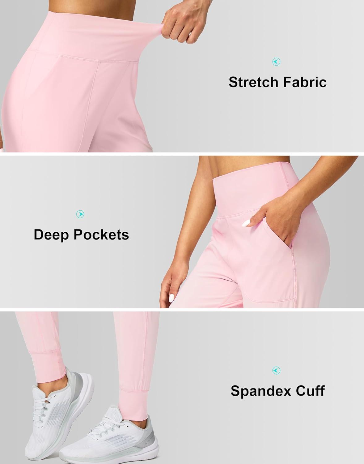 imageG Gradual Womens Joggers High Waisted Yoga Pants with Pockets Loose Leggings for Women Workout Athletic LoungePink