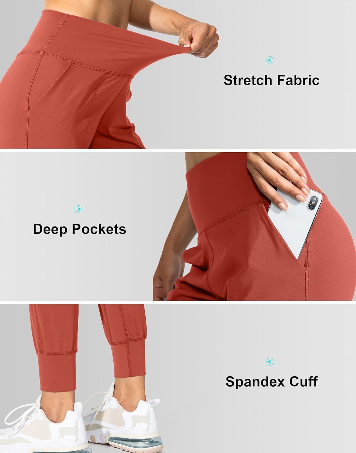 imageG Gradual Womens Joggers High Waisted Yoga Pants with Pockets Loose Leggings for Women Workout Athletic LoungeSavannah Red