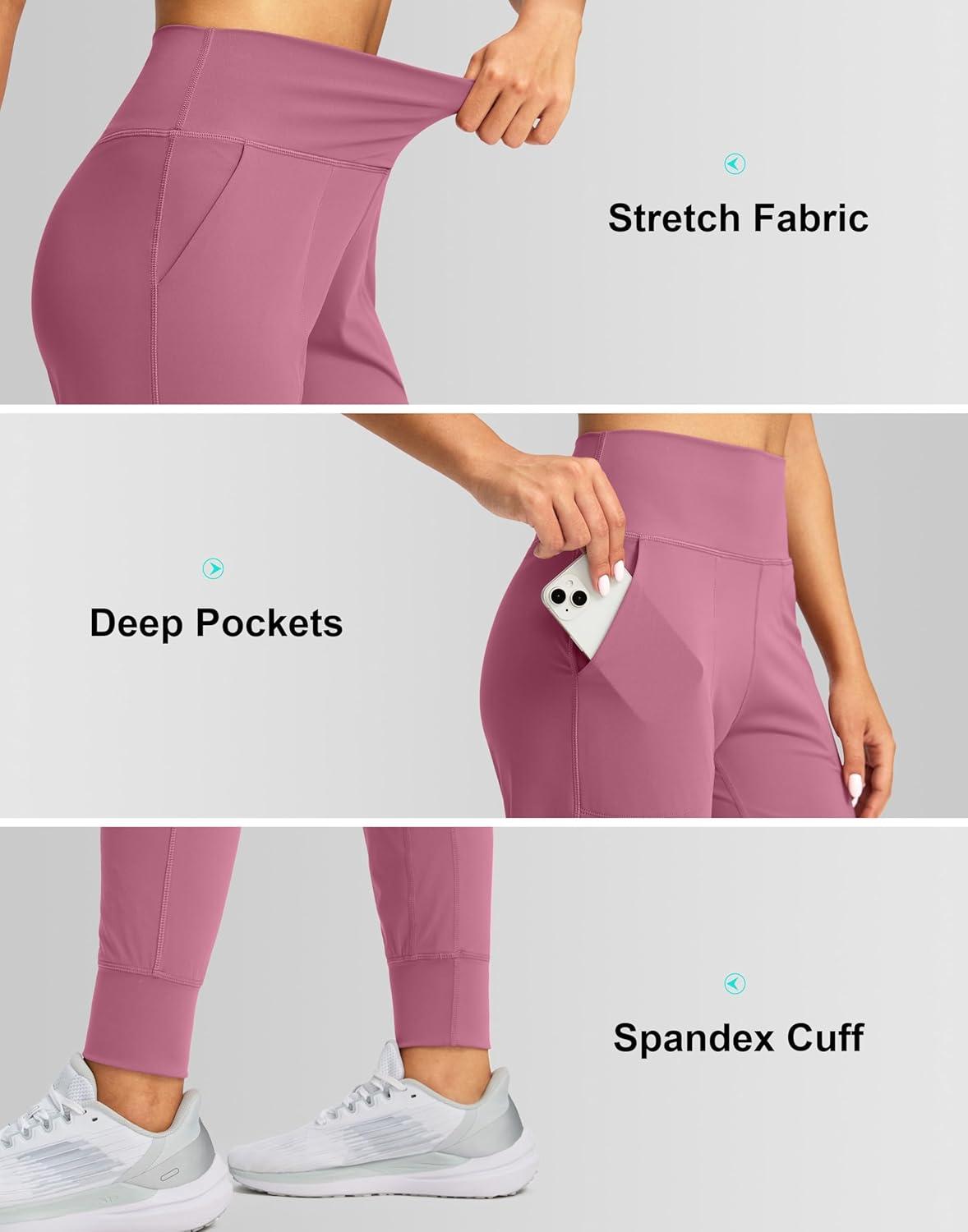 imageG Gradual Womens Joggers High Waisted Yoga Pants with Pockets Loose Leggings for Women Workout Athletic LoungeVelvet Rose