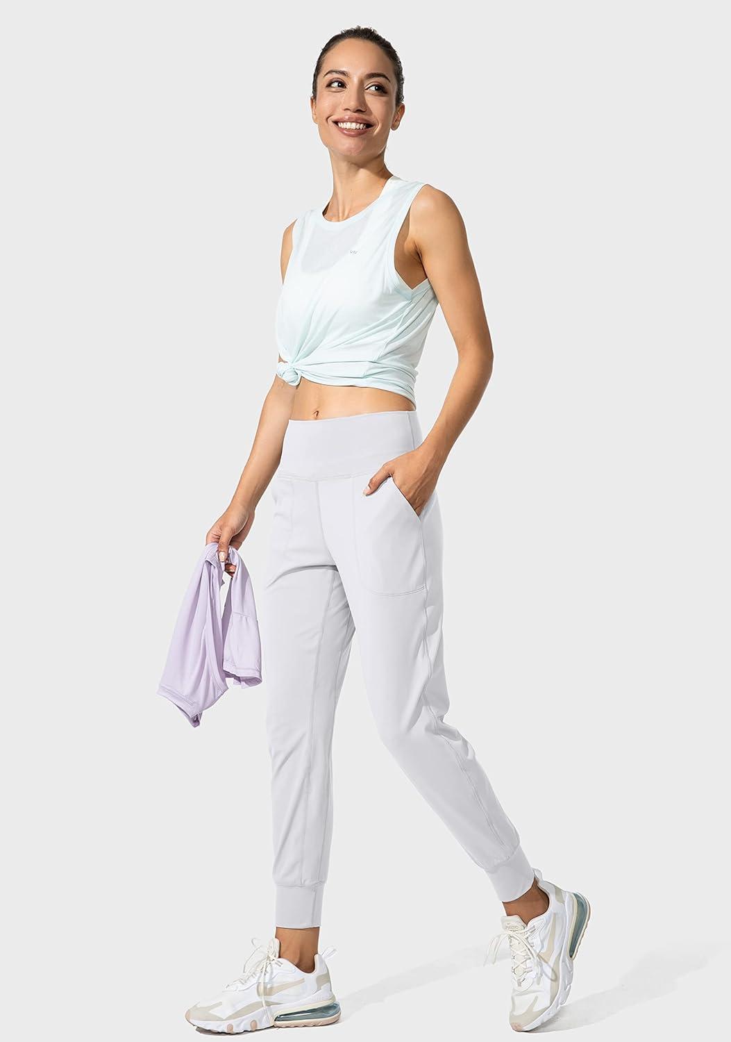 imageG Gradual Womens Joggers High Waisted Yoga Pants with Pockets Loose Leggings for Women Workout Athletic LoungeWhite