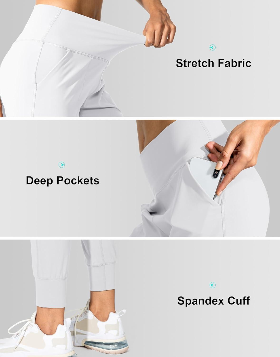 imageG Gradual Womens Joggers High Waisted Yoga Pants with Pockets Loose Leggings for Women Workout Athletic LoungeWhite