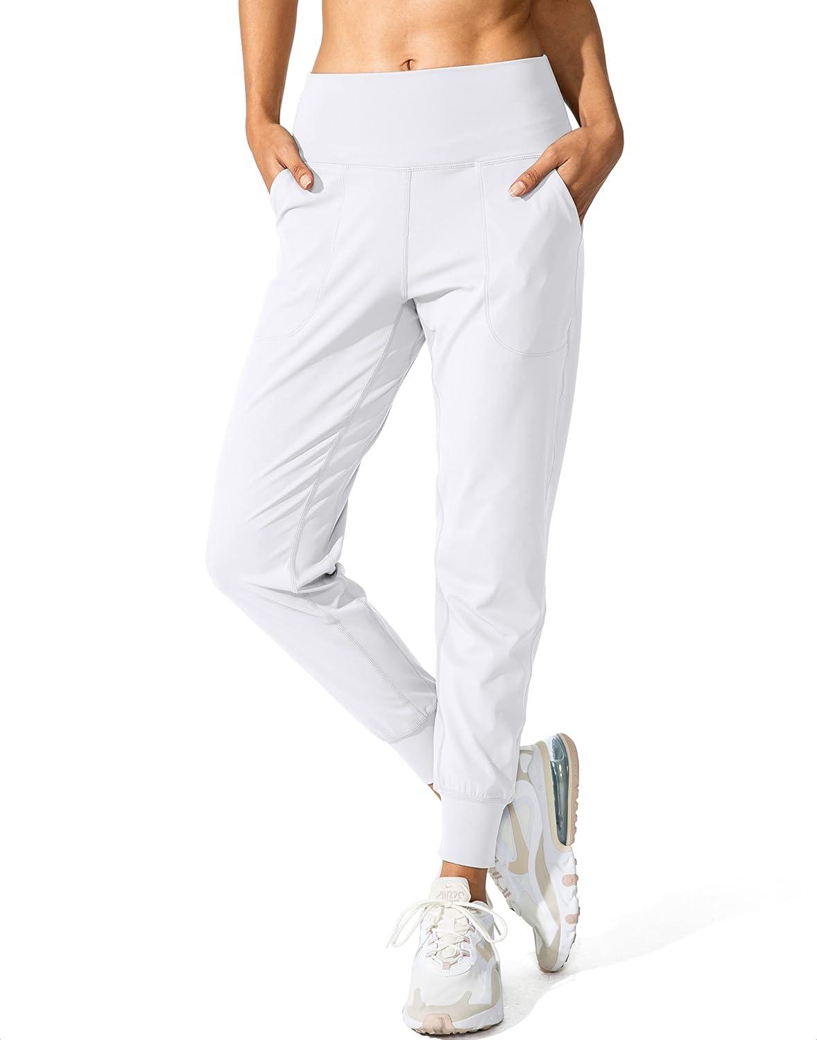 imageG Gradual Womens Joggers High Waisted Yoga Pants with Pockets Loose Leggings for Women Workout Athletic LoungeWhite
