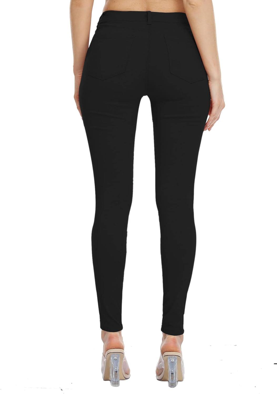 imageWAYRUNZ Womens Hyper Ultra Stretch Comfy Pants Colored MidRise Skinny Jean Juniors Jegging026forever Black
