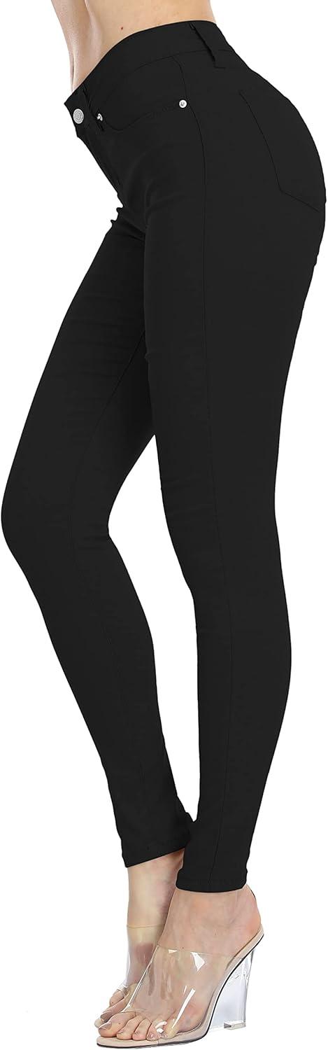 imageWAYRUNZ Womens Hyper Ultra Stretch Comfy Pants Colored MidRise Skinny Jean Juniors Jegging026forever Black
