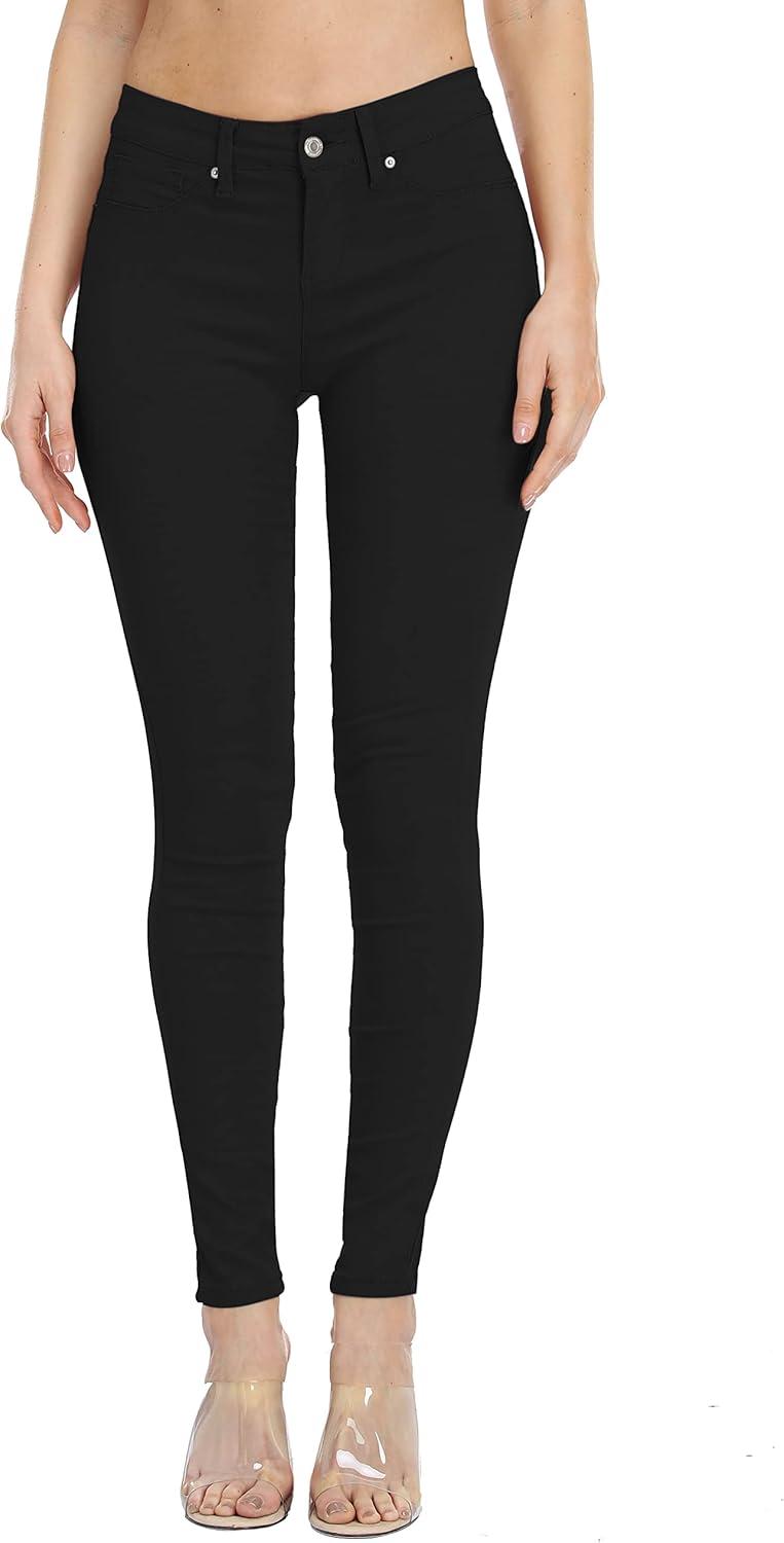 imageWAYRUNZ Womens Hyper Ultra Stretch Comfy Pants Colored MidRise Skinny Jean Juniors Jegging026forever Black