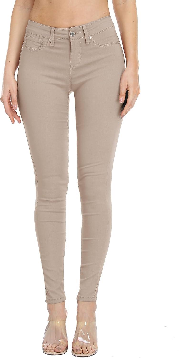 imageWAYRUNZ Womens Hyper Ultra Stretch Comfy Pants Colored MidRise Skinny Jean Juniors Jegging026forever Camel