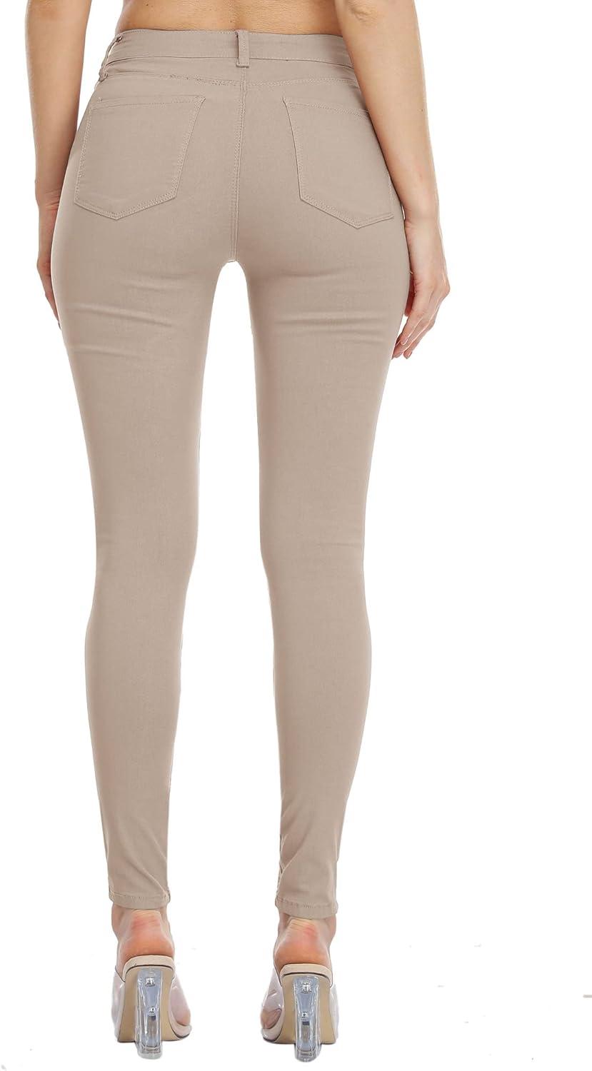 imageWAYRUNZ Womens Hyper Ultra Stretch Comfy Pants Colored MidRise Skinny Jean Juniors Jegging026forever Camel
