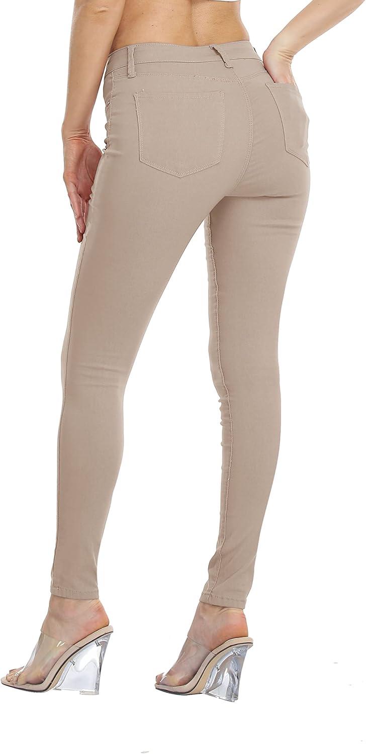 imageWAYRUNZ Womens Hyper Ultra Stretch Comfy Pants Colored MidRise Skinny Jean Juniors Jegging026forever Camel