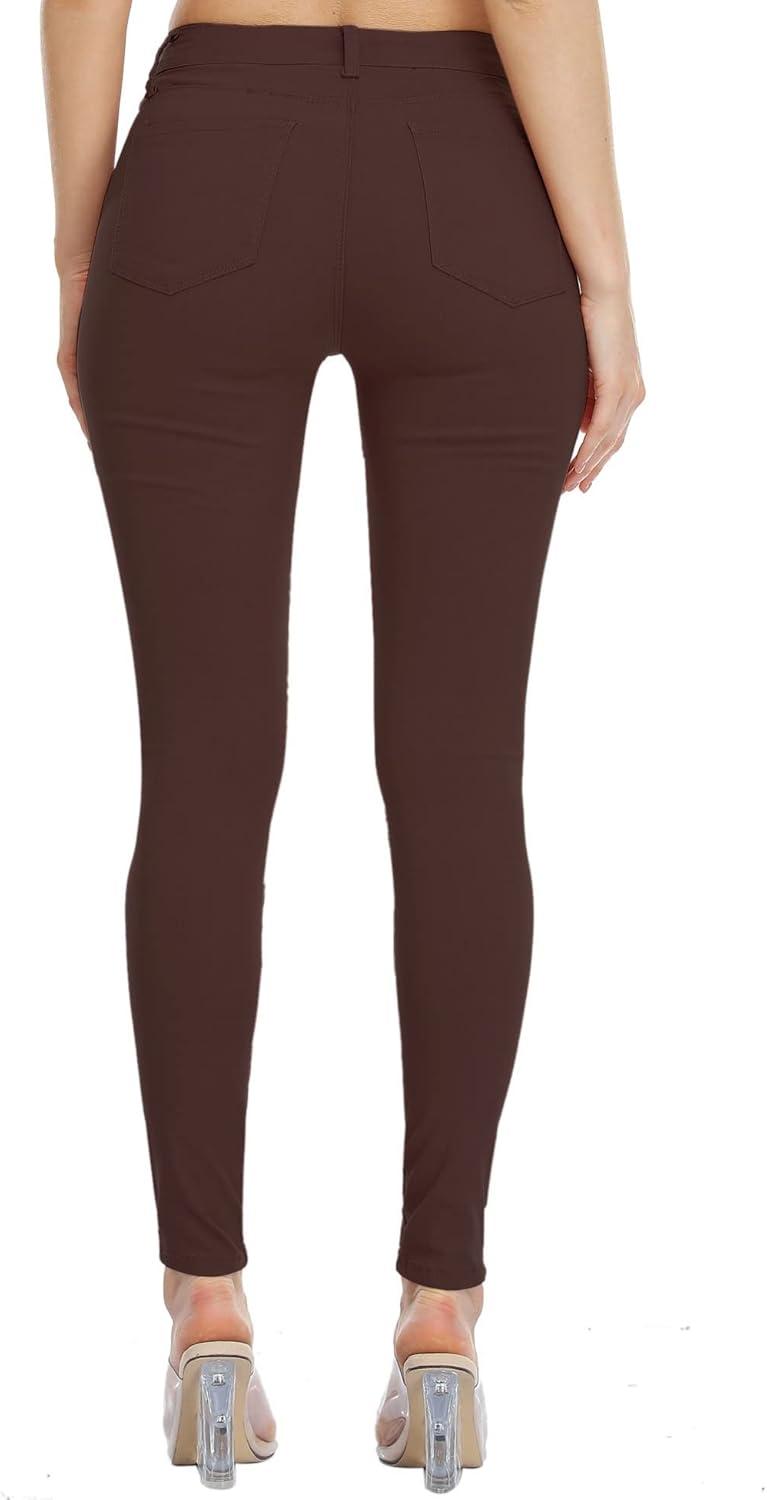 imageWAYRUNZ Womens Hyper Ultra Stretch Comfy Pants Colored MidRise Skinny Jean Juniors Jegging026forever Dark Coffee