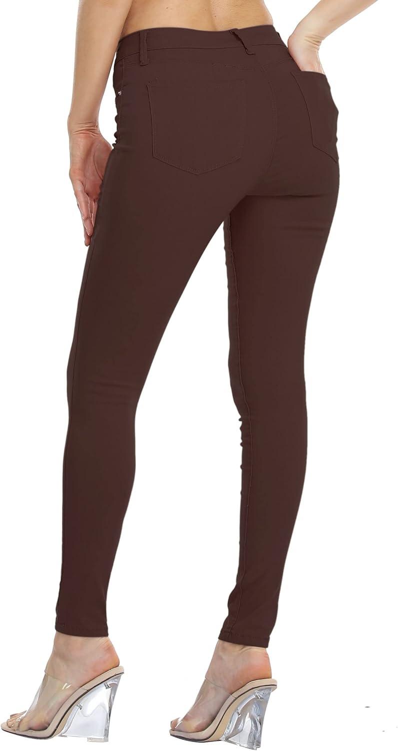 imageWAYRUNZ Womens Hyper Ultra Stretch Comfy Pants Colored MidRise Skinny Jean Juniors Jegging026forever Dark Coffee