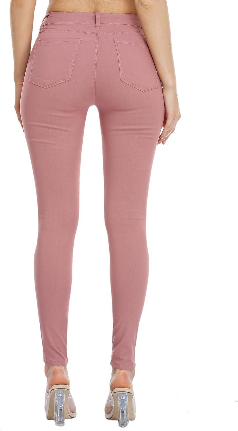 imageWAYRUNZ Womens Hyper Ultra Stretch Comfy Pants Colored MidRise Skinny Jean Juniors Jegging026forever Pink