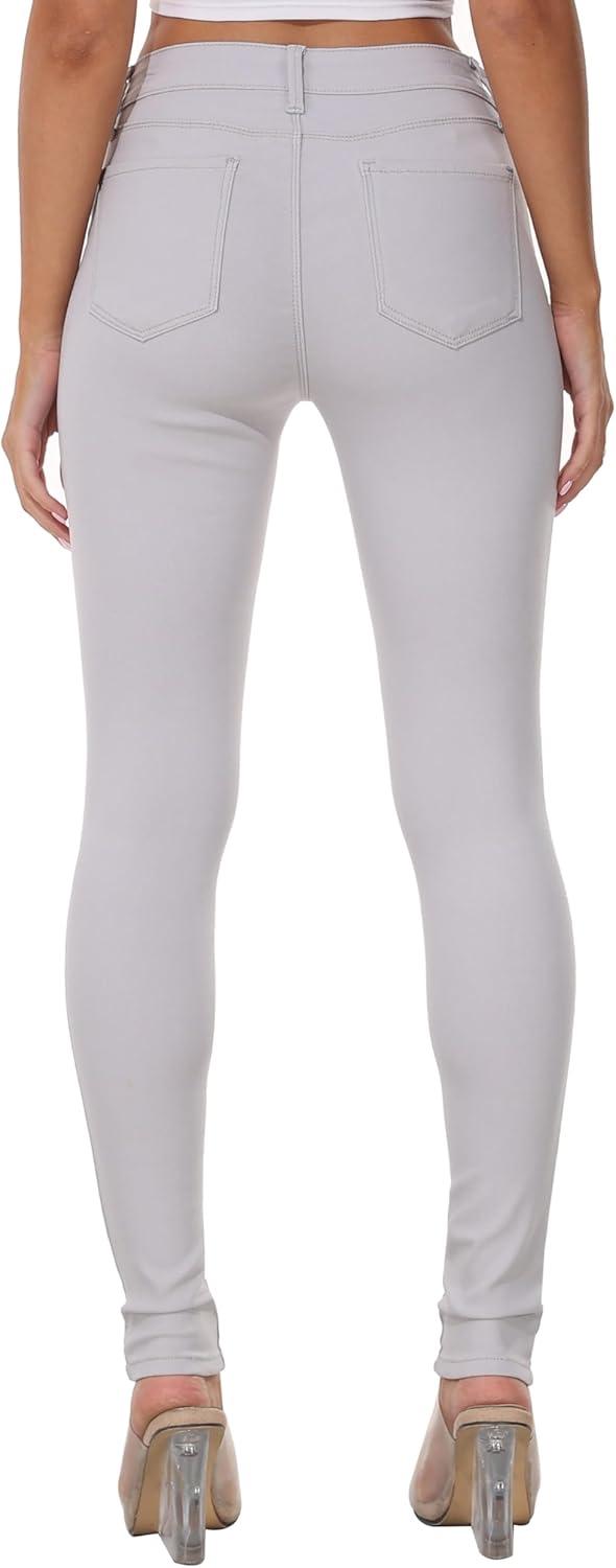 imageWAYRUNZ Womens Hyper Ultra Stretch Comfy Pants Colored MidRise Skinny Jean Juniors Jegging026sand Grey