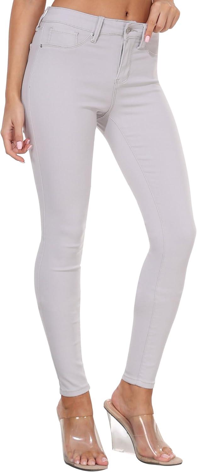 imageWAYRUNZ Womens Hyper Ultra Stretch Comfy Pants Colored MidRise Skinny Jean Juniors Jegging026sand Grey