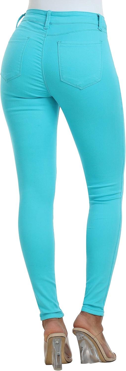 imageWAYRUNZ Womens Hyper Ultra Stretch Comfy Pants Colored MidRise Skinny Jean Juniors Jegging069aqua Blue