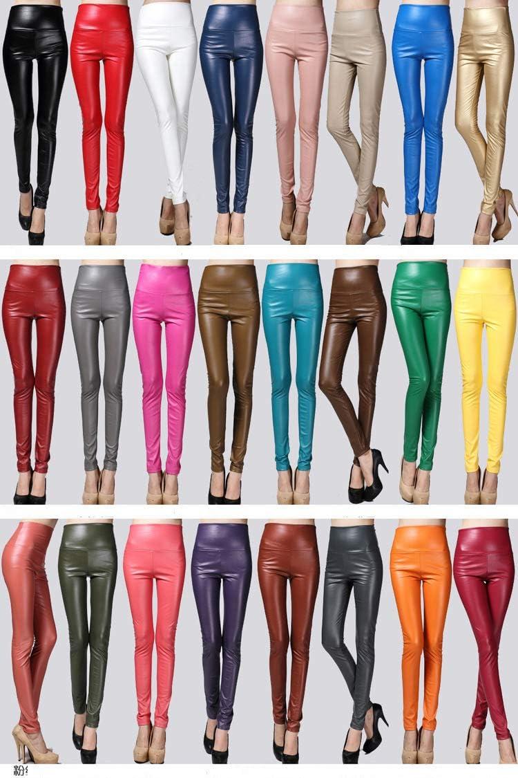 imageWomens Faux Leather Leggings Sexy Full Length Push Up High Waist PantsPink