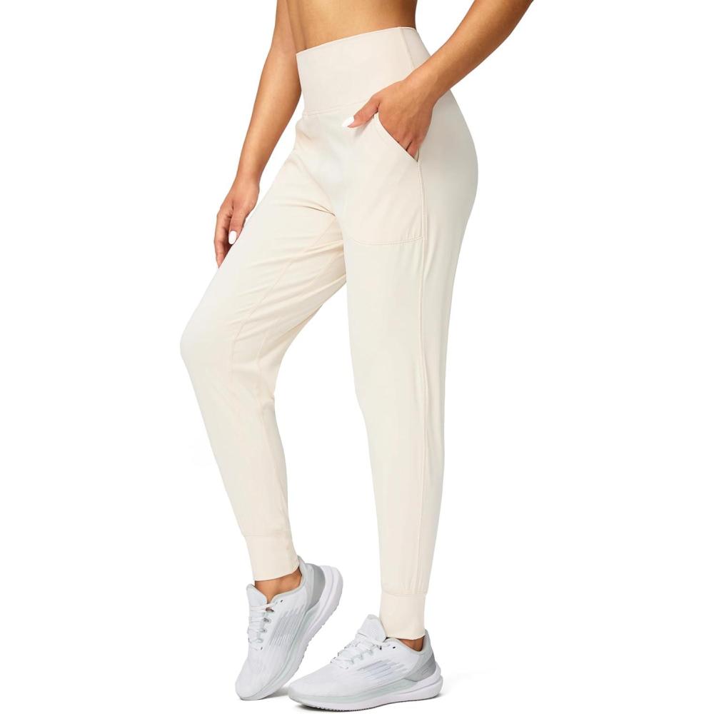 imageG Gradual Womens Joggers High Waisted Yoga Pants with Pockets Loose Leggings for Women Workout Athletic LoungeBeige