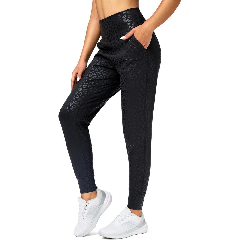 imageG Gradual Womens Joggers High Waisted Yoga Pants with Pockets Loose Leggings for Women Workout Athletic LoungeBlack Leopard