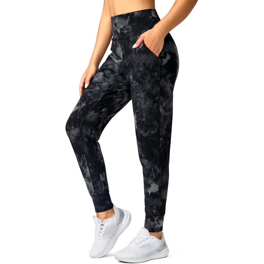imageG Gradual Womens Joggers High Waisted Yoga Pants with Pockets Loose Leggings for Women Workout Athletic LoungeBlack Tie Dye
