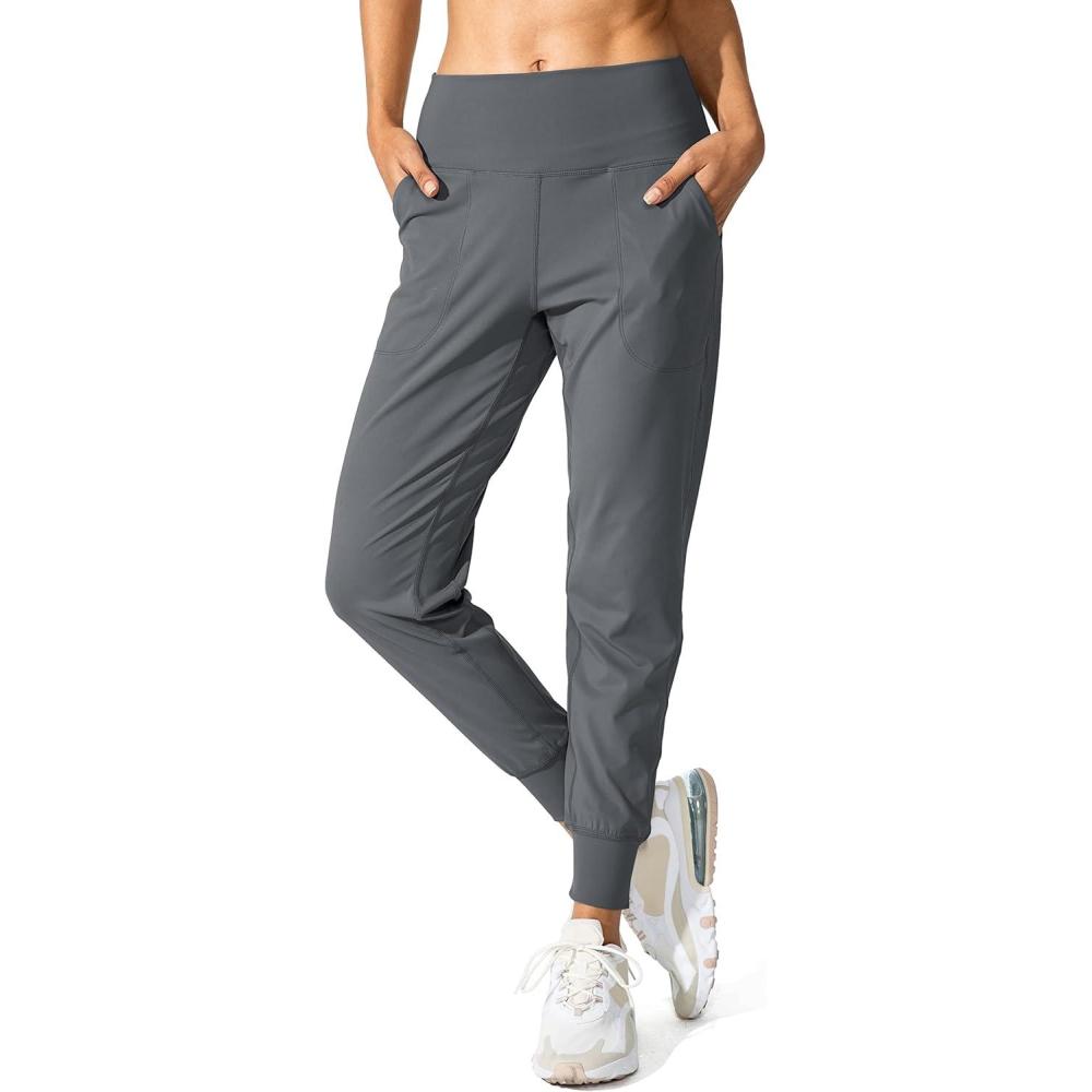 imageG Gradual Womens Joggers High Waisted Yoga Pants with Pockets Loose Leggings for Women Workout Athletic LoungeDark Grey
