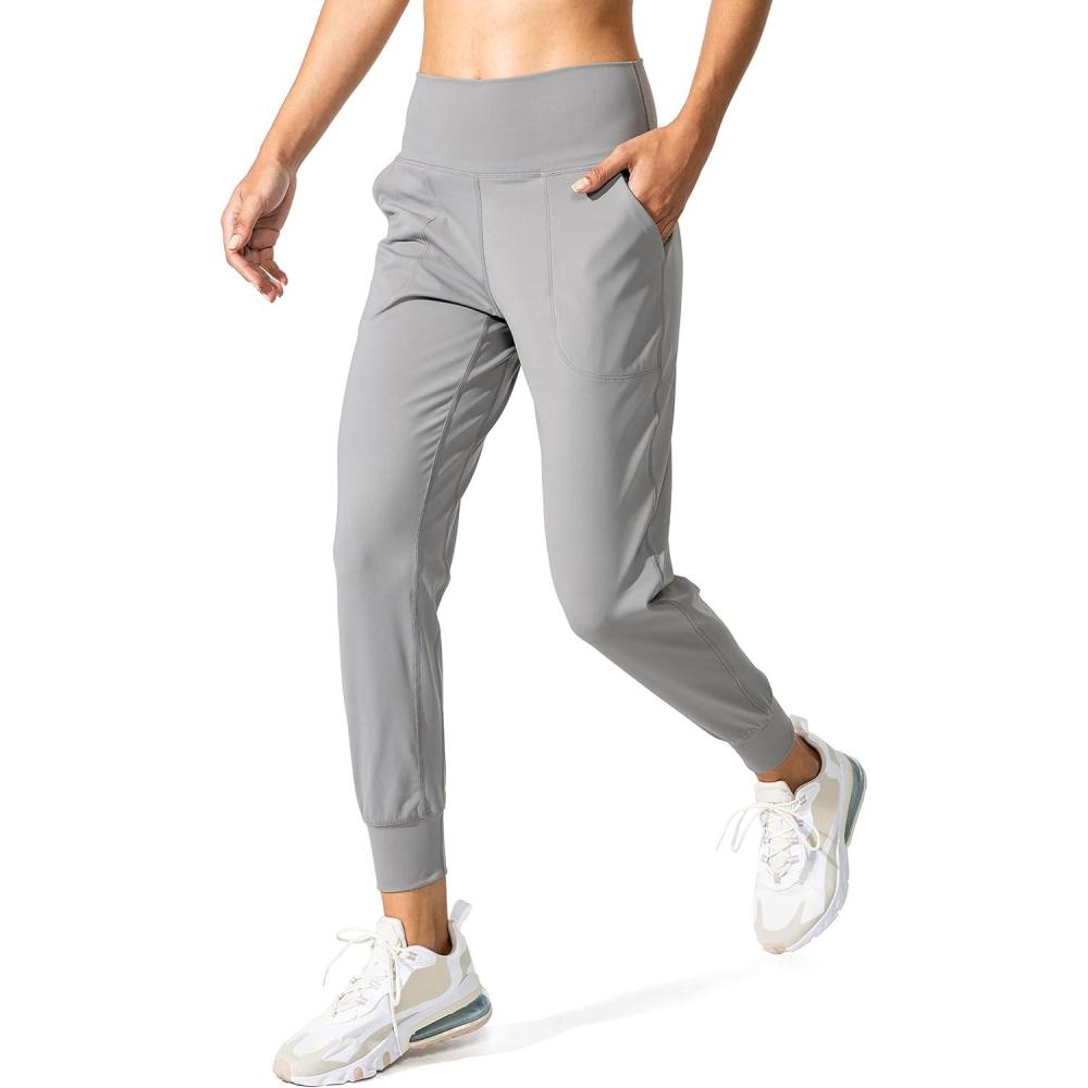 imageG Gradual Womens Joggers High Waisted Yoga Pants with Pockets Loose Leggings for Women Workout Athletic LoungeLight Grey