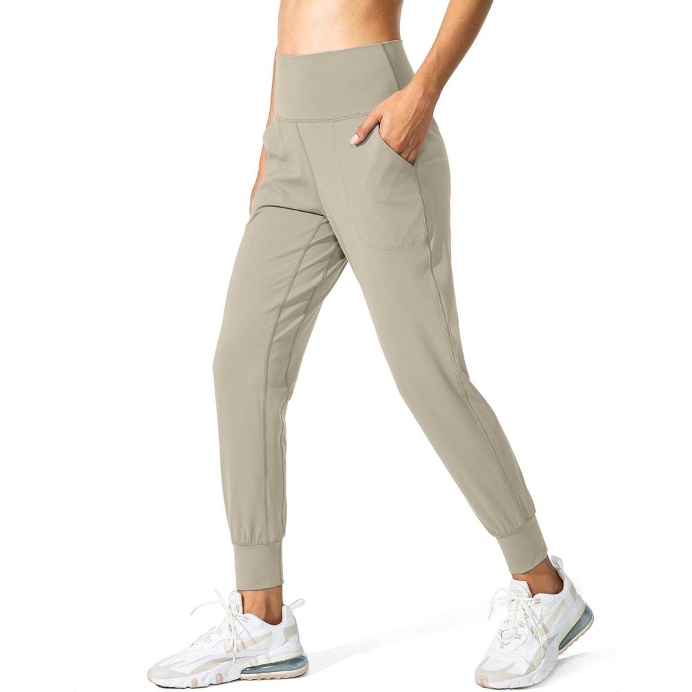 imageG Gradual Womens Joggers High Waisted Yoga Pants with Pockets Loose Leggings for Women Workout Athletic LoungeLight Khaki