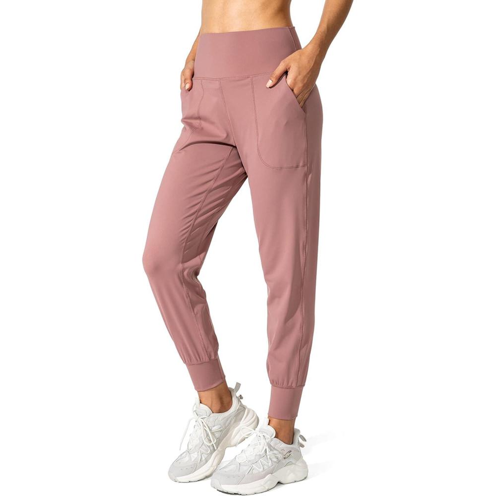 imageG Gradual Womens Joggers High Waisted Yoga Pants with Pockets Loose Leggings for Women Workout Athletic LoungeMauve Pink