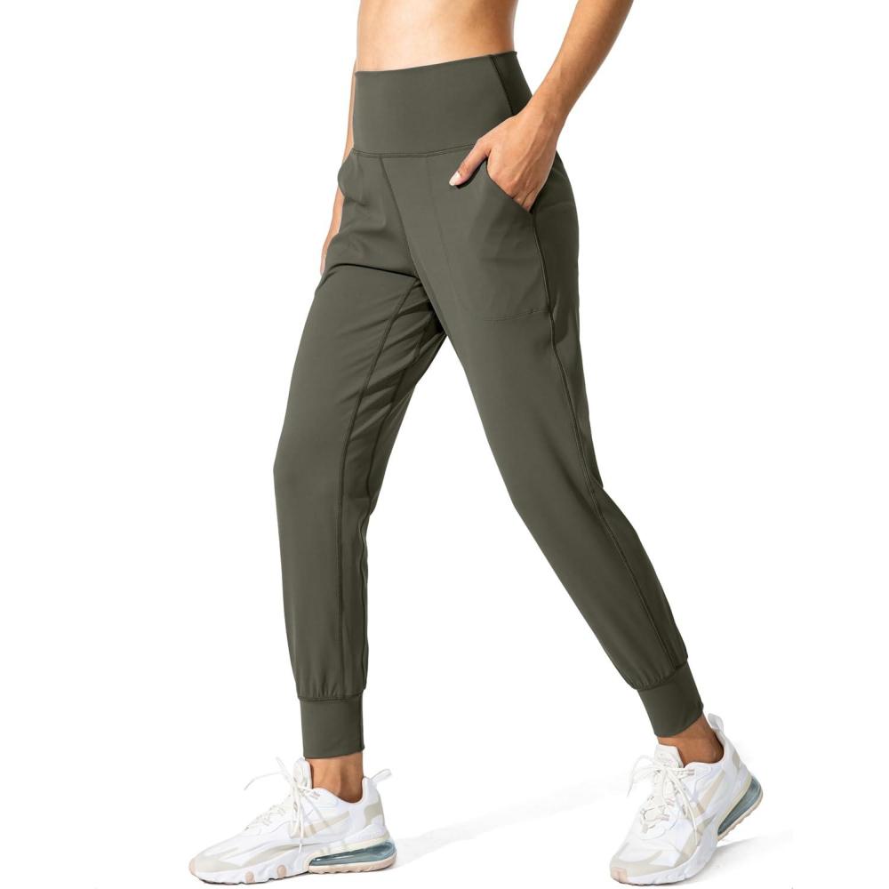 imageG Gradual Womens Joggers High Waisted Yoga Pants with Pockets Loose Leggings for Women Workout Athletic LoungeOlive Green