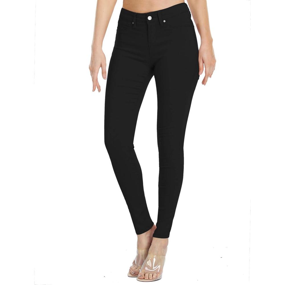 imageWAYRUNZ Womens Hyper Ultra Stretch Comfy Pants Colored MidRise Skinny Jean Juniors Jegging026forever Black