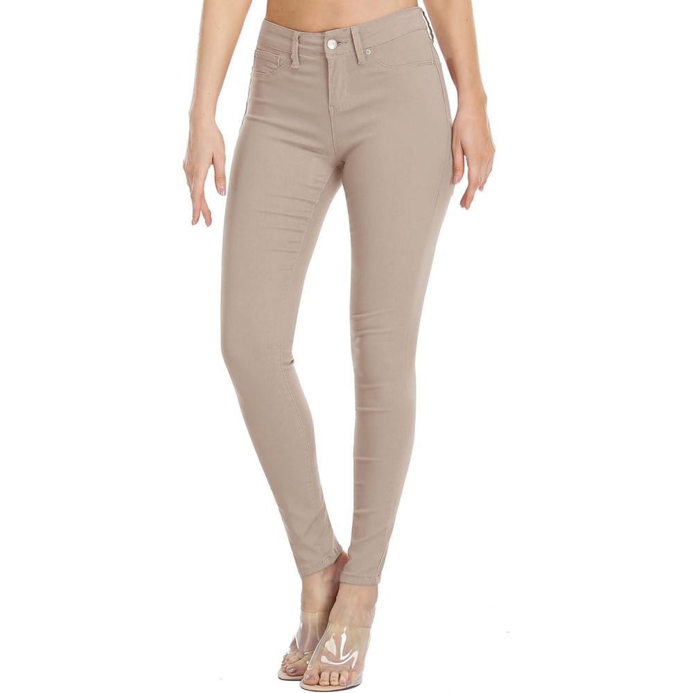 imageWAYRUNZ Womens Hyper Ultra Stretch Comfy Pants Colored MidRise Skinny Jean Juniors Jegging026forever Camel