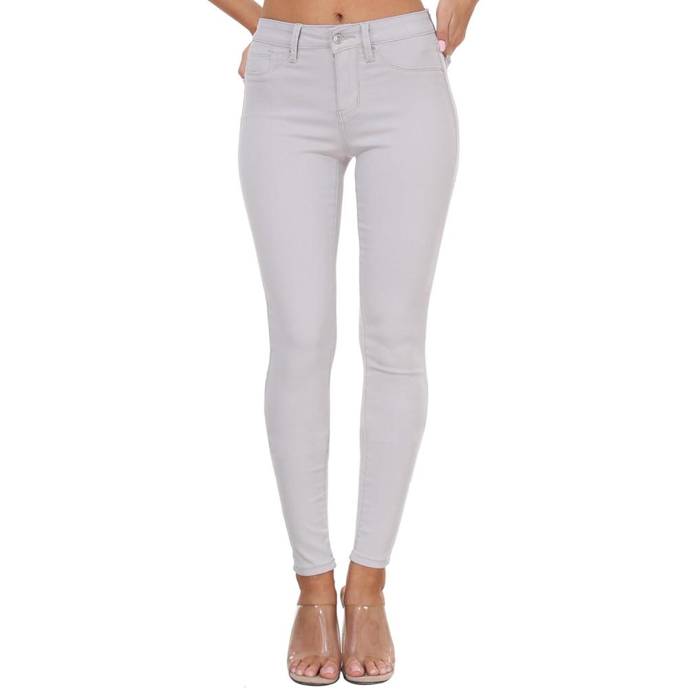 imageWAYRUNZ Womens Hyper Ultra Stretch Comfy Pants Colored MidRise Skinny Jean Juniors Jegging026sand Grey