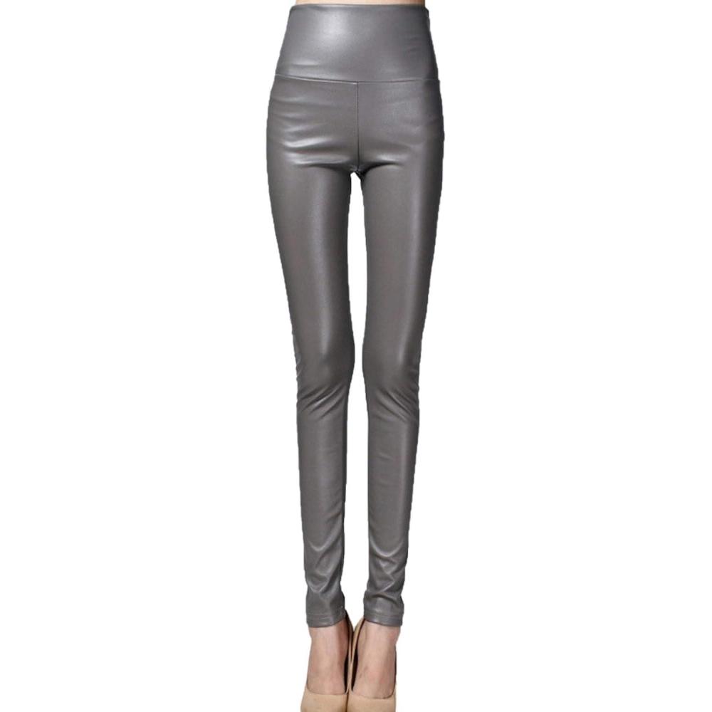 imageWomens Faux Leather Leggings Sexy Full Length Push Up High Waist PantsGrey