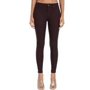 WAYRUNZ Womens Hyper Ultra Stretch Comfy Pants Colored Mid-Rise Skinny Jean Juniors Jegging(026-berry Brown)