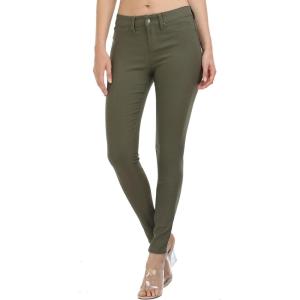 WAYRUNZ Womens Hyper Ultra Stretch Comfy Pants Colored Mid-Rise Skinny Jean Juniors Jegging(026-olivine)