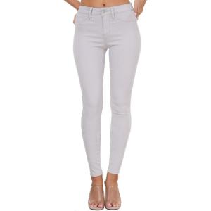 WAYRUNZ Womens Hyper Ultra Stretch Comfy Pants Colored Mid-Rise Skinny Jean Juniors Jegging(026-sand Grey)
