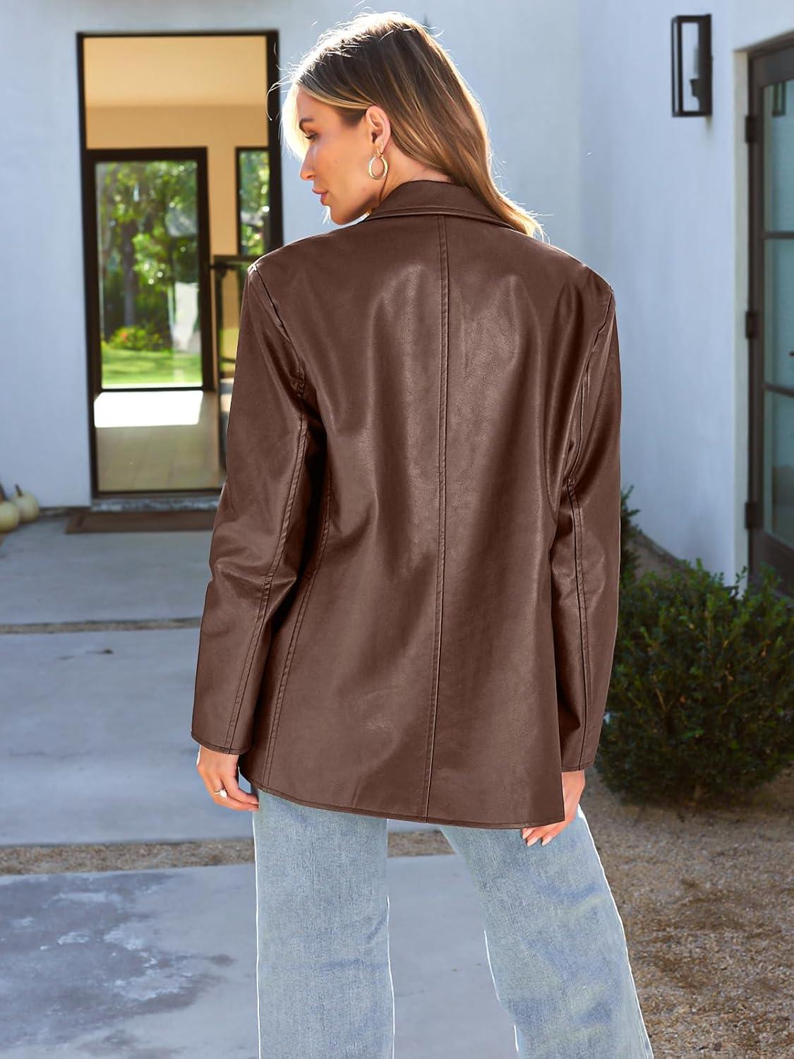 imageAUTOMET Womens Leather Jackets Faux Motorcycle Coats Bomber Outfits Fall Fashion Tops 2025 Winter Trendy ClothesBrown