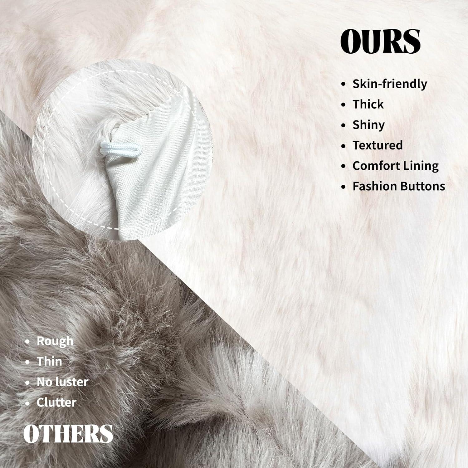 imageFur Coats For Women 2025 Plus Size Faux Fuzzy Jacket Fluffy Long Sleeve Winter Coat with PocketsWhite