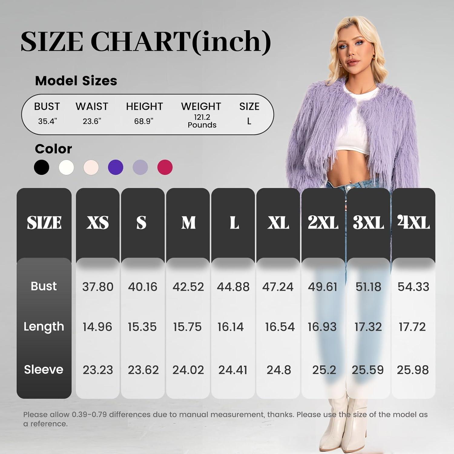 imageFur Coats For WomenPlus Size Cropped Faux Fuzzy Jacket Fluffy Fall CoatPurple Grey Tassels
